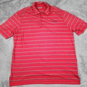 Under Armour Polo Shirt Mens XL Red Striped Heatgear Firestone Country Club Golf